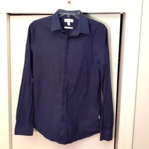 Calvin Klein men's s long sleeve navy blue shirt small button down mens small